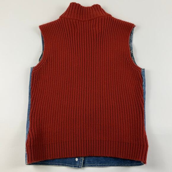 Vintage Blue Denim & Red Sweater Vest Beverly Hills Leather Club Size Medium - Picture 4 of 6